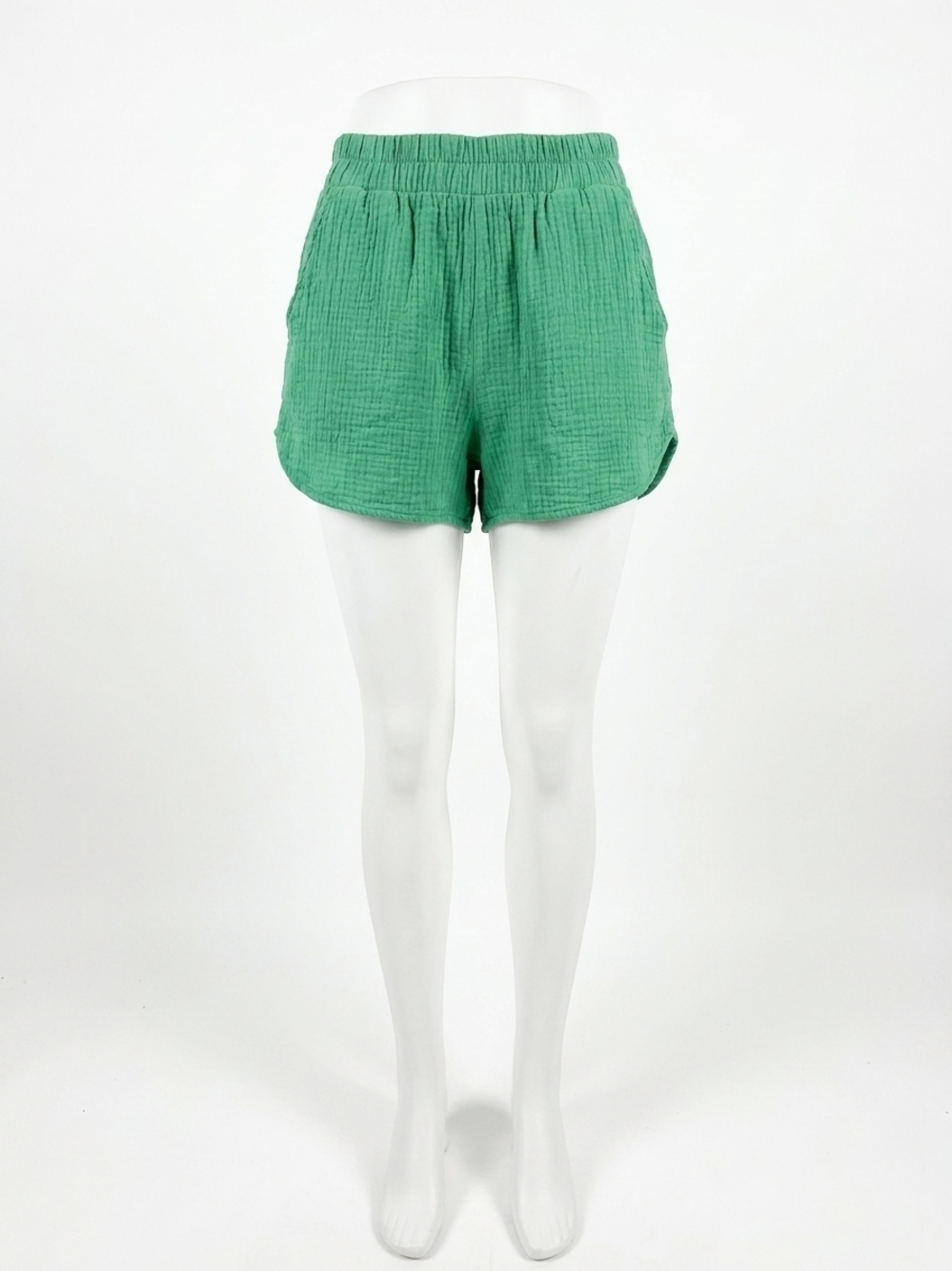 NEW BOBI gauze elastic waist shorts in shamrock